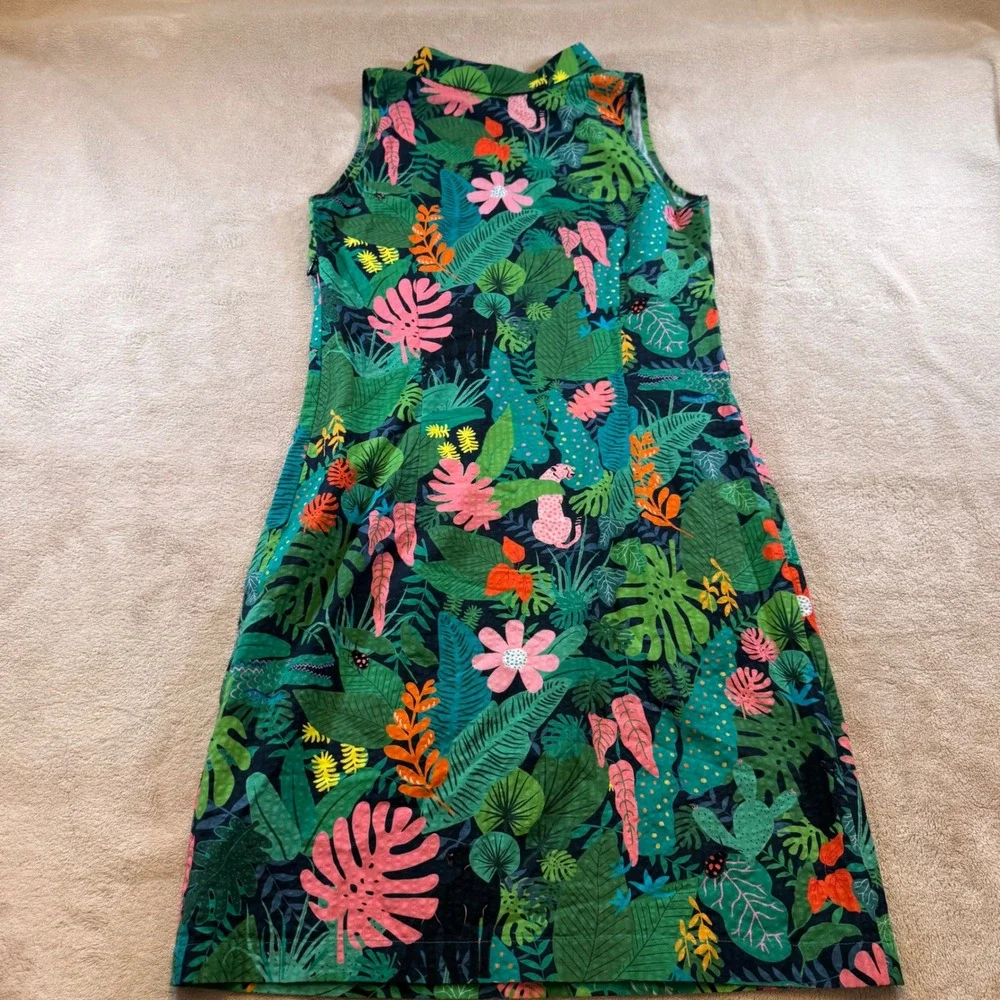 Vilagallo Jungle Print Shift Dress Tropical Safari Resort Vacation SZ EU 36/US 4 - Picture 15 of 16
